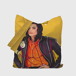 Сумка-шоппер Michael Jackson на золотом фоне с графикой
