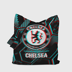 Сумка-шопер Chelsea FC в стиле glitch на темном фоне, цвет: 3D-принт