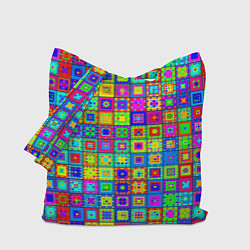 Сумка-шопер Узор из разноцветных квадратов, цвет: 3D-принт