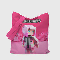 Сумка-шоппер Minecraft персонаж розовый фон