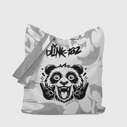 Сумка-шопер Blink 182 рок панда на светлом фоне, цвет: 3D-принт