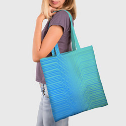 Сумка-шопер Голубые градиентные линии, цвет: 3D-принт — фото 2