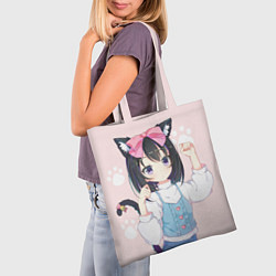 Сумка-шопер Аниме девочка кошка с ушками, цвет: 3D-принт — фото 2