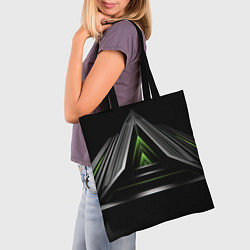 Сумка-шопер Black green abstract nvidia style, цвет: 3D-принт — фото 2