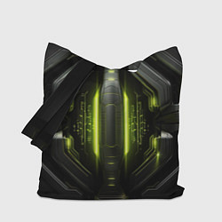 Сумка-шопер Яркая зеленая неоновая киберброня, цвет: 3D-принт