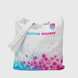 Сумка-шопер Atletico Madrid neon gradient style посередине, цвет: 3D-принт