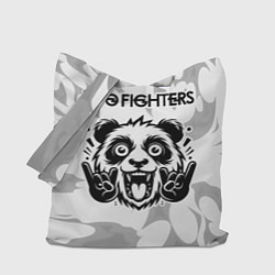 Сумка-шоппер Foo Fighters рок панда на светлом фоне