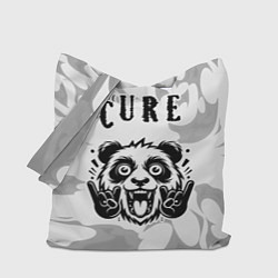 Сумка-шопер The Cure рок панда на светлом фоне, цвет: 3D-принт