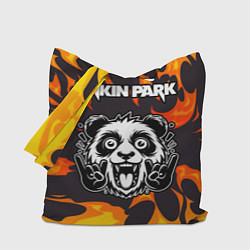 Сумка-шоппер Linkin Park рок панда и огонь