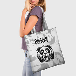 Сумка-шопер Slipknot рок панда на светлом фоне, цвет: 3D-принт — фото 2