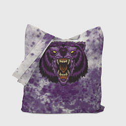 Сумка-шопер Фиолетовый медведь голова, цвет: 3D-принт
