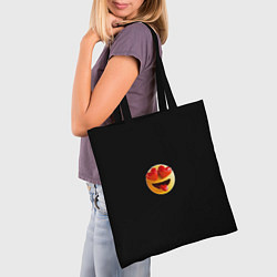 Сумка-шопер Объемный влюблённый смайл улыбка с языком черном, цвет: 3D-принт — фото 2