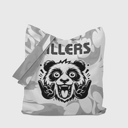 Сумка-шопер The Killers рок панда на светлом фоне, цвет: 3D-принт