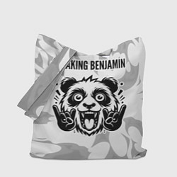 Сумка-шоппер Breaking Benjamin рок панда на светлом фоне