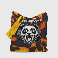 Сумка-шопер Imagine Dragons рок панда и огонь, цвет: 3D-принт
