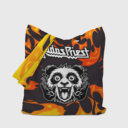 Сумка-шоппер Judas Priest рок панда и огонь