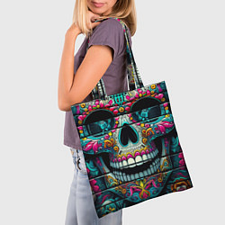 Сумка-шопер Cool skull - graffiti ai art, цвет: 3D-принт — фото 2