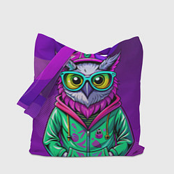 Сумка-шоппер Модная сова на фиолетовом