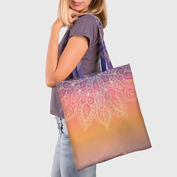 Сумка-шопер Сине-оранжевый градиент с узором мандала, цвет: 3D-принт — фото 2
