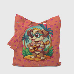 Сумка-шоппер Песик играет на гитаре жарким летом