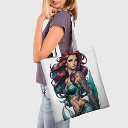Сумка-шопер Татуированная секси русалка, цвет: 3D-принт — фото 2
