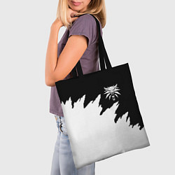 Сумка-шопер Ведьмак белое лого краски, цвет: 3D-принт — фото 2