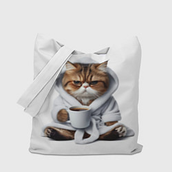 Сумка-шоппер Котик в халате и кофе
