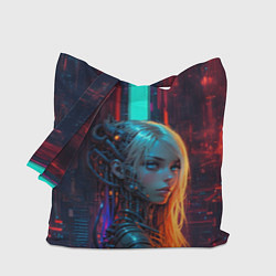 Сумка-шопер Футуристичная девушка-андроид, цвет: 3D-принт