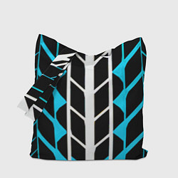 Сумка-шопер Blue and white lines on a black background, цвет: 3D-принт