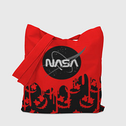 Сумка-шопер Marshmello x Nasa red, цвет: 3D-принт