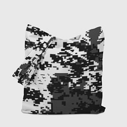 Сумка-шопер Камуфляжные пиксели чёрно белый, цвет: 3D-принт