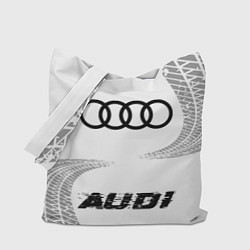 Сумка-шоппер Audi speed на светлом фоне со следами шин по-центр
