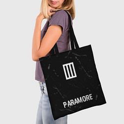 Сумка-шопер Paramore glitch на темном фоне по-центру, цвет: 3D-принт — фото 2