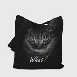 Сумка-шоппер Недобрый кот с зелёными глазами - What?