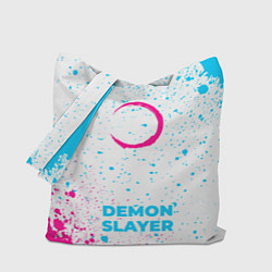 Сумка-шоппер Demon Slayer neon gradient style по-центру