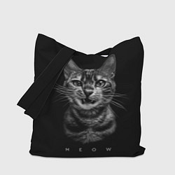 Сумка-шопер Cat meow black and white - big picture, цвет: 3D-принт