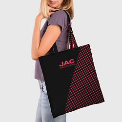 Сумка-шопер Jac motors чёрно-розовый шахматка, цвет: 3D-принт — фото 2