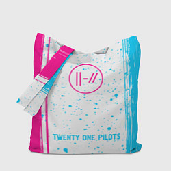 Сумка-шоппер Twenty One Pilots neon gradient style по-центру