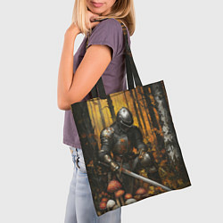 Сумка-шопер Воин в осеннем лесу, цвет: 3D-принт — фото 2