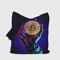 Сумка-шоппер Биткойн в руке киборга