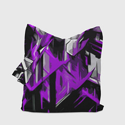 Сумка-шопер White and purple abstraction on a black background, цвет: 3D-принт