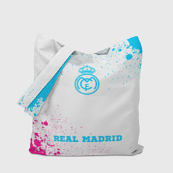 Сумка-шопер Real Madrid neon gradient style по-центру, цвет: 3D-принт