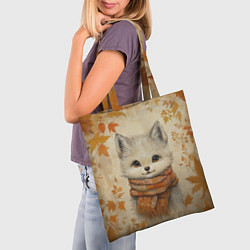 Сумка-шопер Волчонок в шарфе, цвет: 3D-принт — фото 2