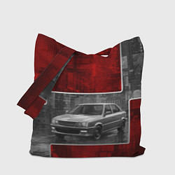 Сумка-шоппер Автомобиль в серо-красных тонах
