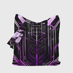 Сумка-шопер Purple lines on a black background, цвет: 3D-принт