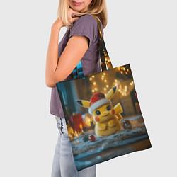 Сумка-шопер Пикачу и Рождество, цвет: 3D-принт — фото 2