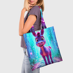 Сумка-шопер Ослик в неоновых искрах, цвет: 3D-принт — фото 2