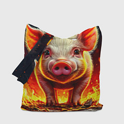 Сумка-шопер Свинка в огне, цвет: 3D-принт