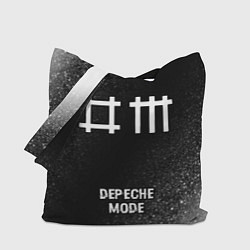 Сумка-шоппер Depeche Mode glitch на темном фоне по-центру