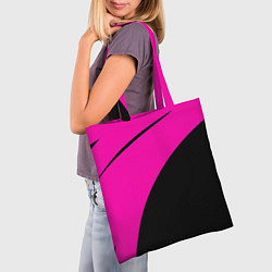 Сумка-шопер Розовый с чёрным двуцветный с полосой, цвет: 3D-принт — фото 2